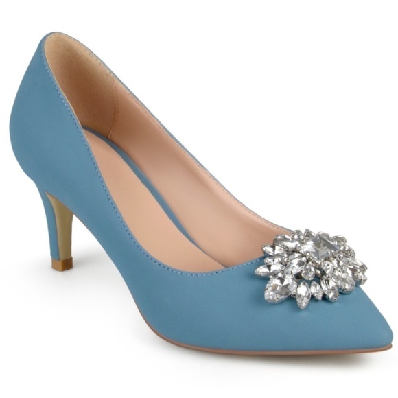 Journee Collection Faux Suede Jewel Embellished Kitt Women's High Heels - Picture 1 of 13